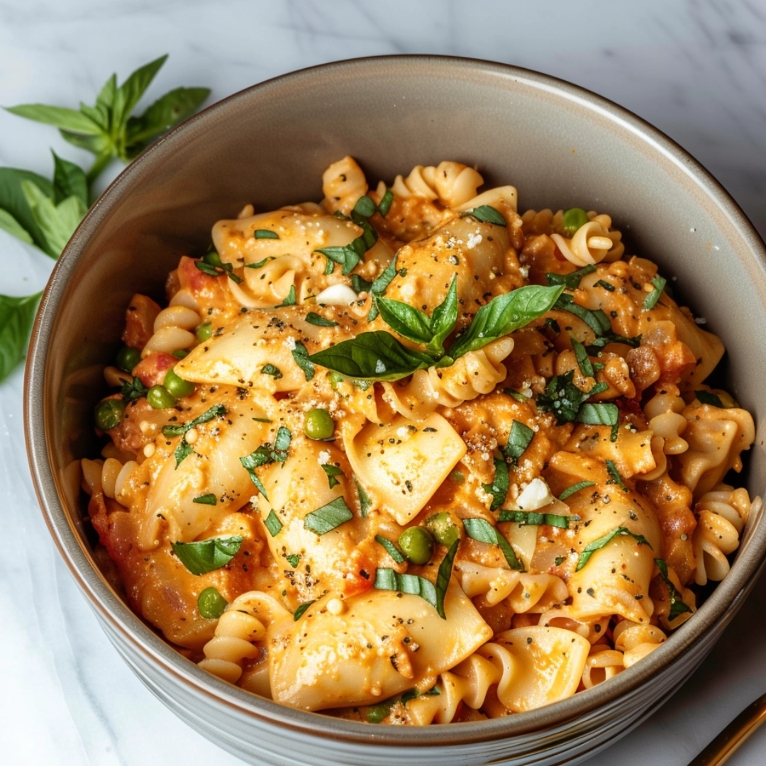 Marry Me Chicken Pasta served with garlic parmesan sauce