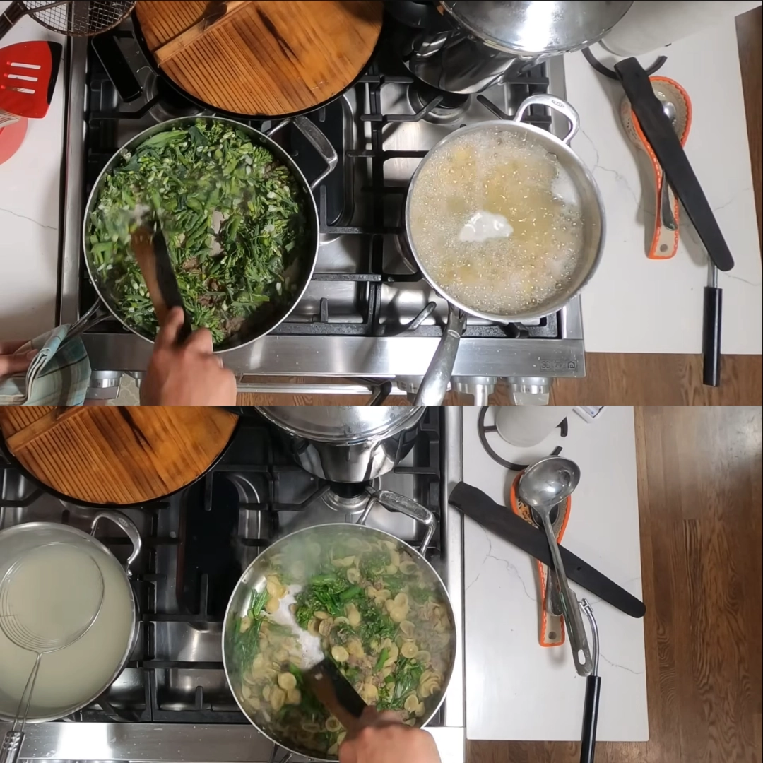 cooking-sausage-broccoli-pasta (2) Cooking sausage and broccoli for sausage broccoli pasta
