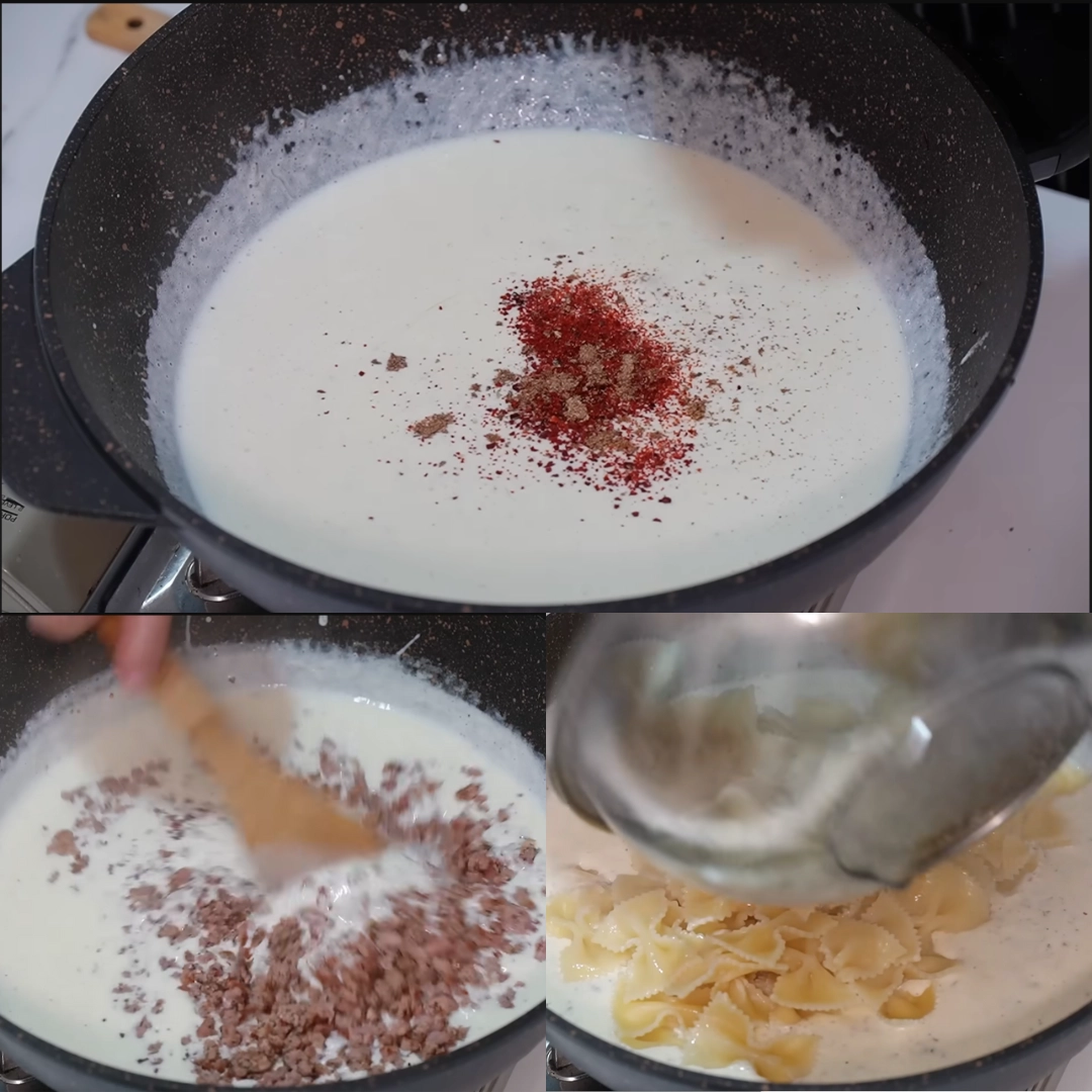 creamy-beef-bowtie-pasta-ingredients (4) Ingredients for creamy beef and bowtie pasta