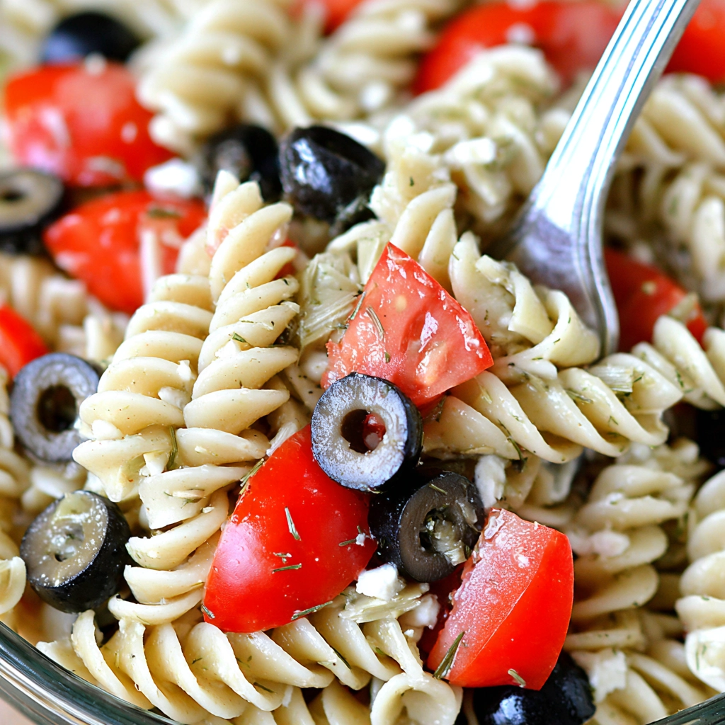 lemon-artichoke-pasta-salad-olives Lemon artichoke pasta salad with olives