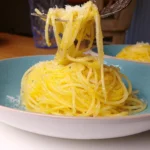 Lemon parmesan pasta with basil and shaved cheese