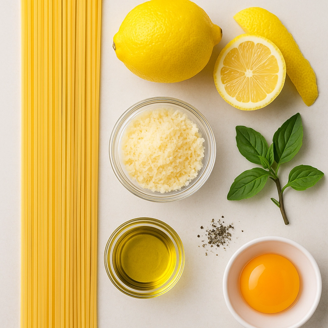 lemon-parmesan-pasta-ingredients Ingredients for lemon parmesan pasta recipe