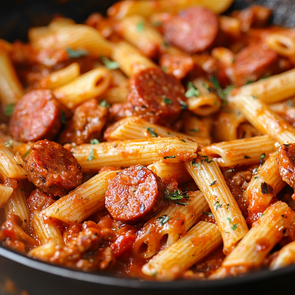one-pot-kielbasa-pasta One pot kielbasa pasta recipes with smoked sausage and creamy tomato sauce