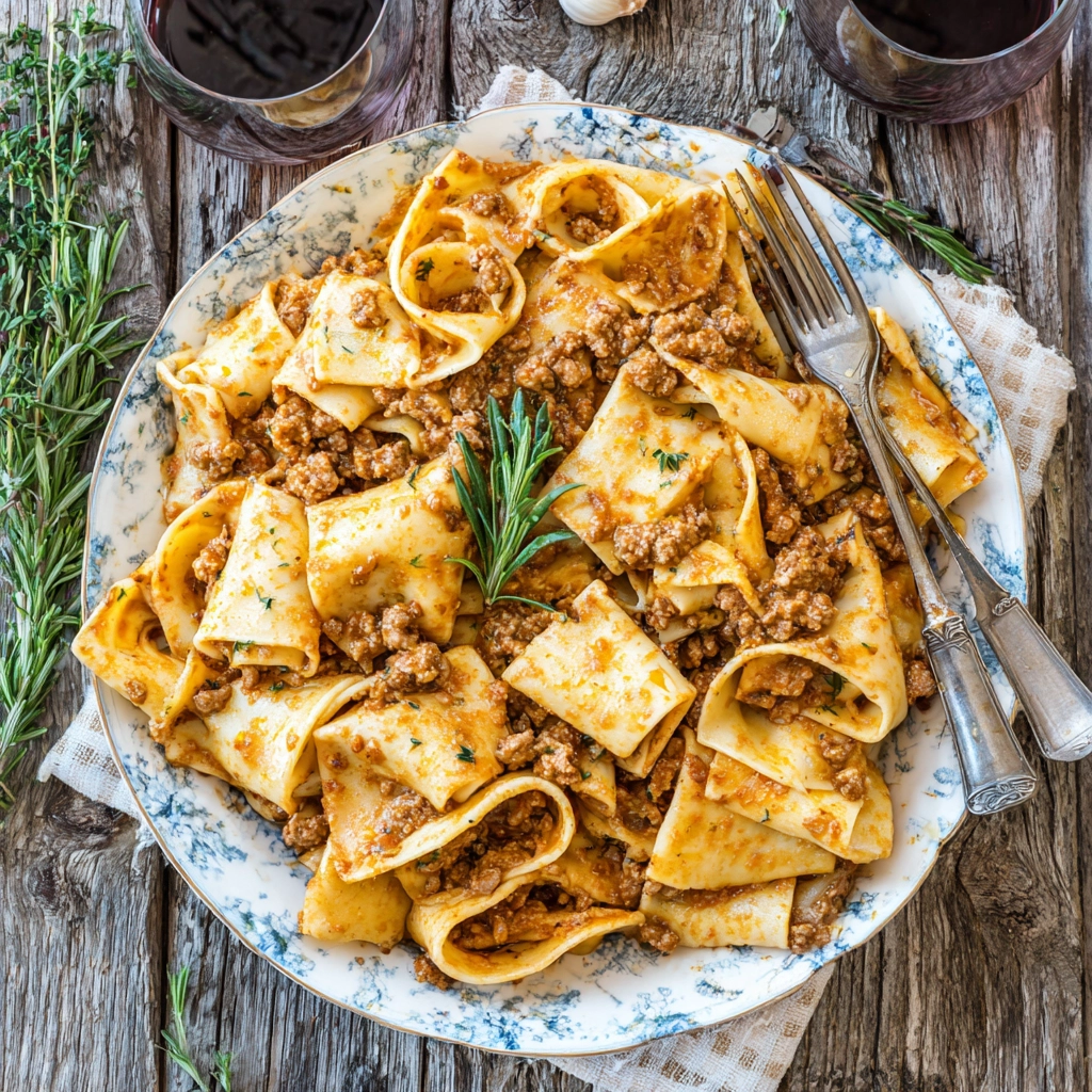 pappardelle-pasta-served served pappardelle pasta with sauce