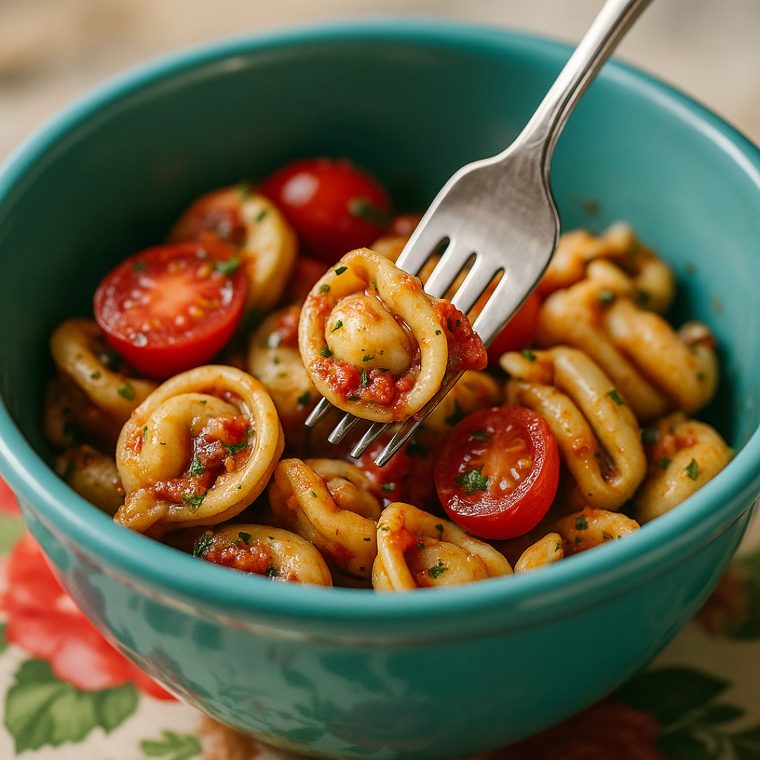 pesto-tortellini-pasta-salad-featured pesto tortellini pasta salad in bowl