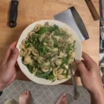 Sausage broccoli pasta served fresh in a bowl