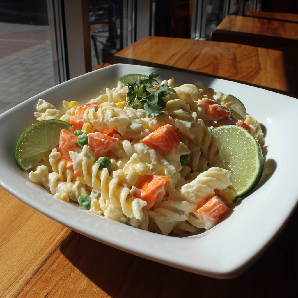 street-corn-pasta-salad-serving serving street corn pasta salad