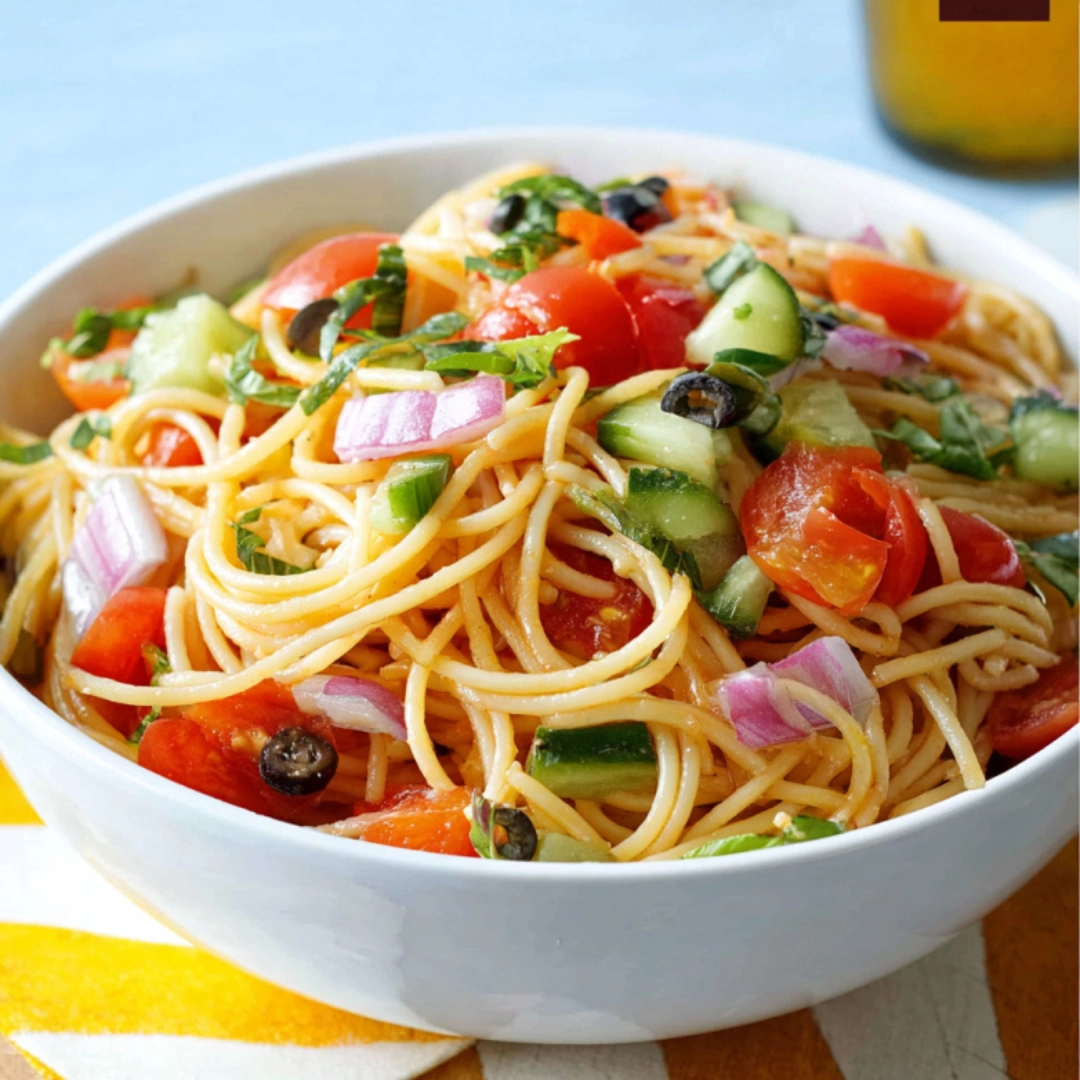 How to Make Spaghetti Salad with Seasoning and Dressing Step-by-step Spaghetti Salad recipe with noodles, vegetables, and Italian dressing