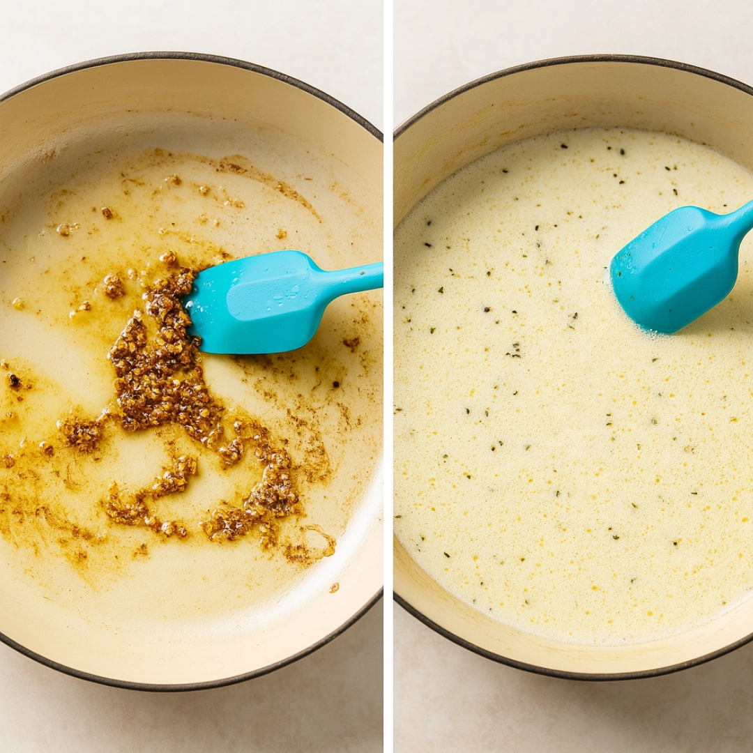 cheese-and-pasta-added-to-cream-sauce Shredded cheddar cheese and rotini pasta added to cream sauce in a pot