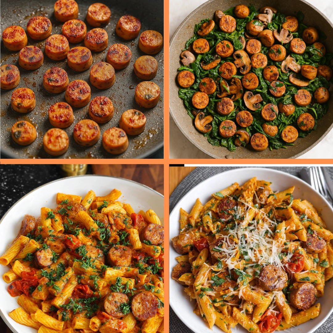chicken-sausage-veggies-in-skillet.jpg chicken sausage and vegetables cooking in skillet