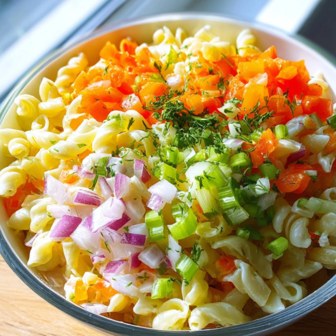 creamy-pasta-salad-ingredients.jpg creamy pasta salad ingredients on table