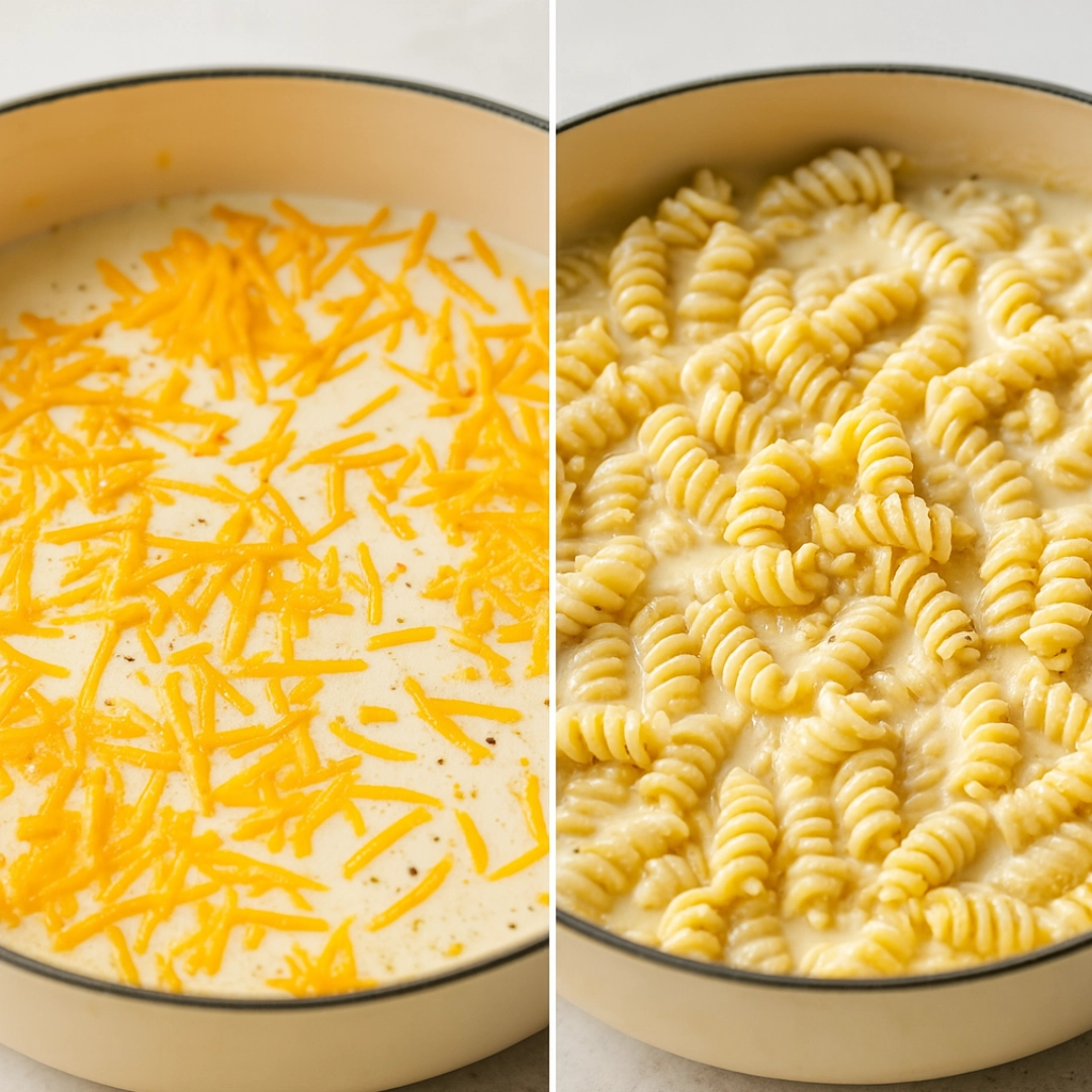 creamy-chicken-bacon-ranch-pasta-servings Creamy chicken bacon ranch pasta served in a pot and on a plate