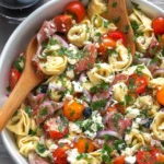 Italian Tortellini Pasta Salad in a bowl