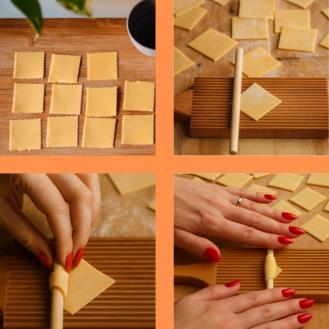 shaping-garganelli Shaping garganelli pasta by hand