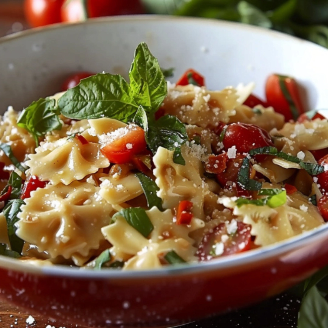Bow Tie Pasta Salad Recipe Colorful bow tie pasta salad with fresh vegetables and creamy dressing