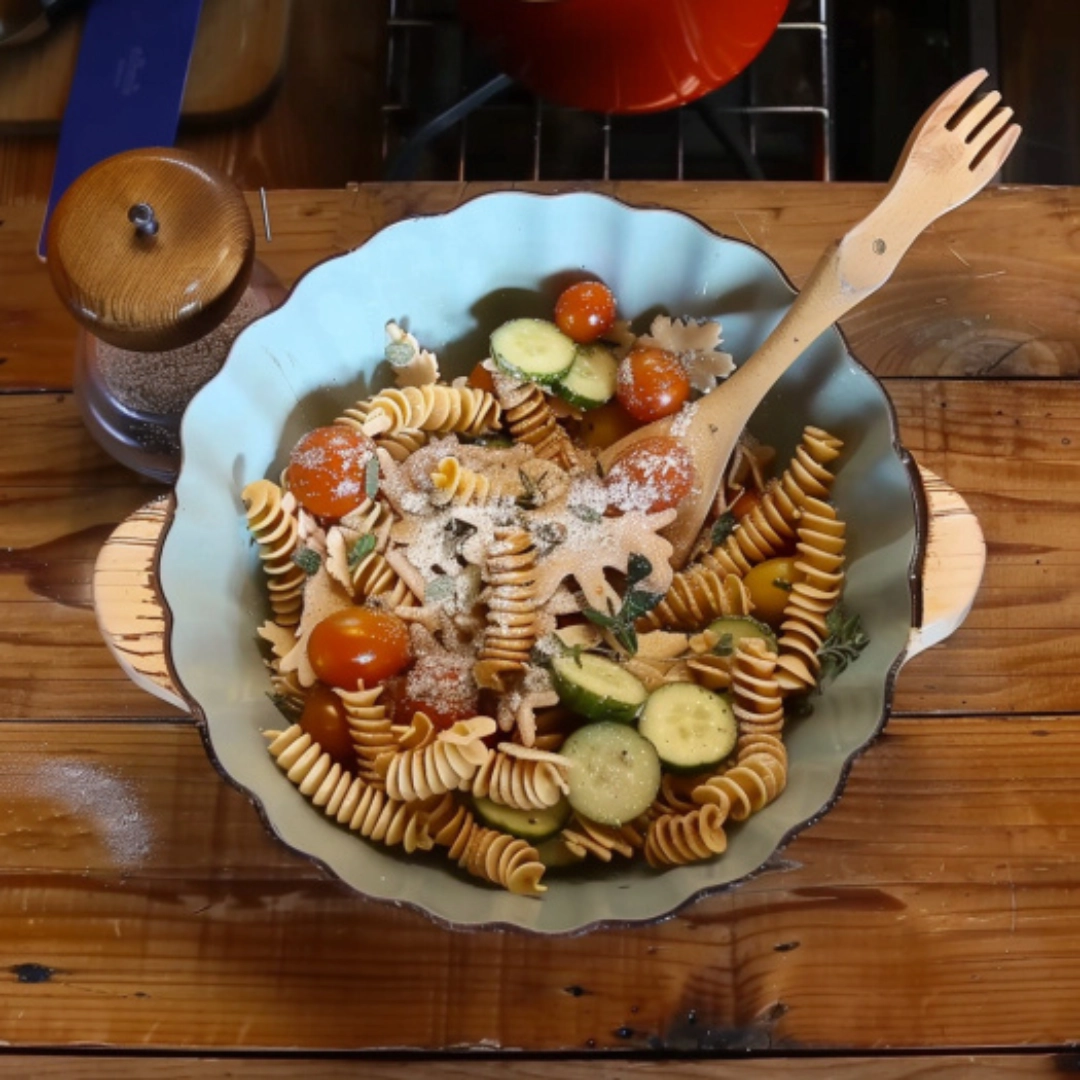 High Protein Pasta Salad Recipe High protein pasta salad with vegetables and hearty dressing