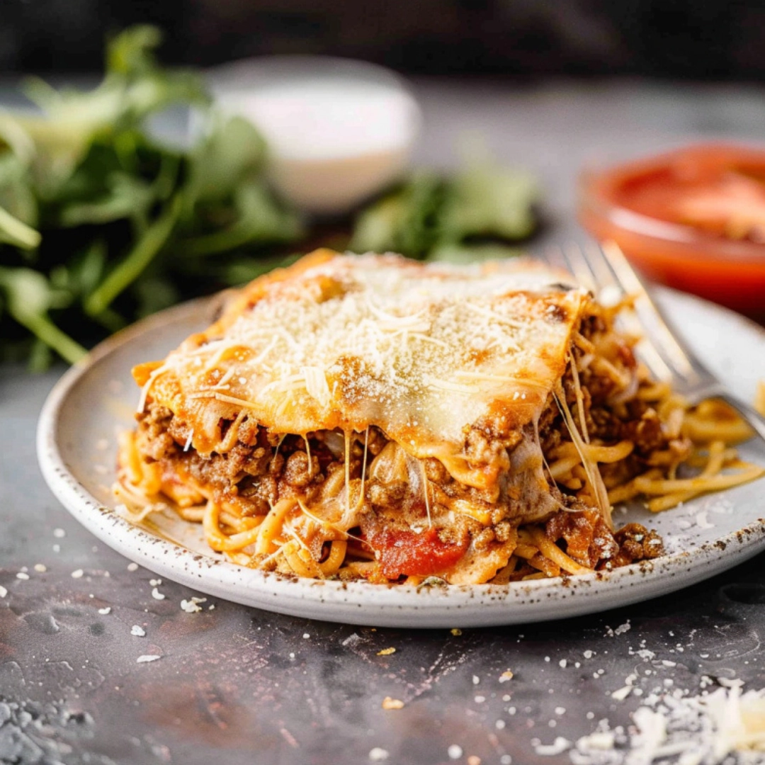 Million Dollar Spaghetti with chicken baked casserole
