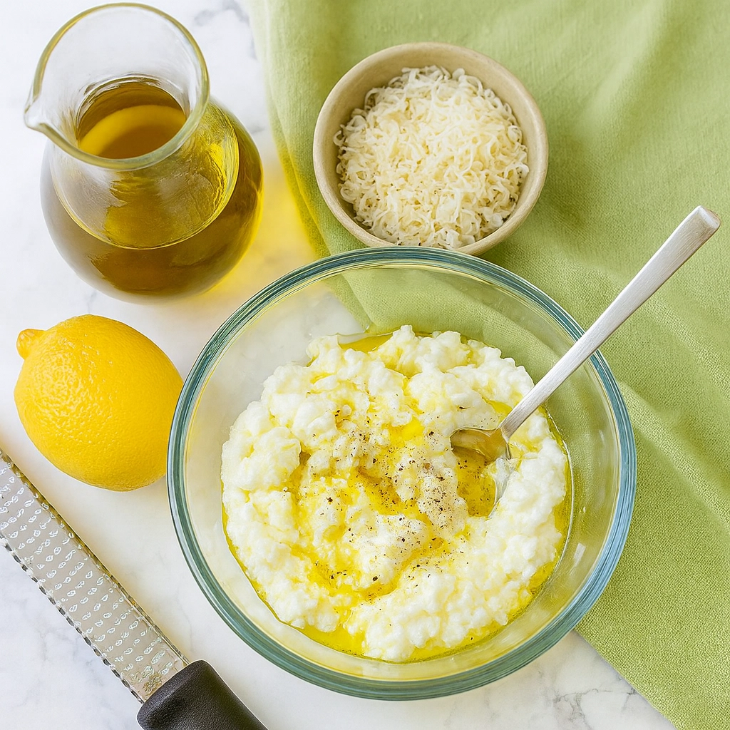 Lemon ricotta pasta recipe step-by-step cooking process