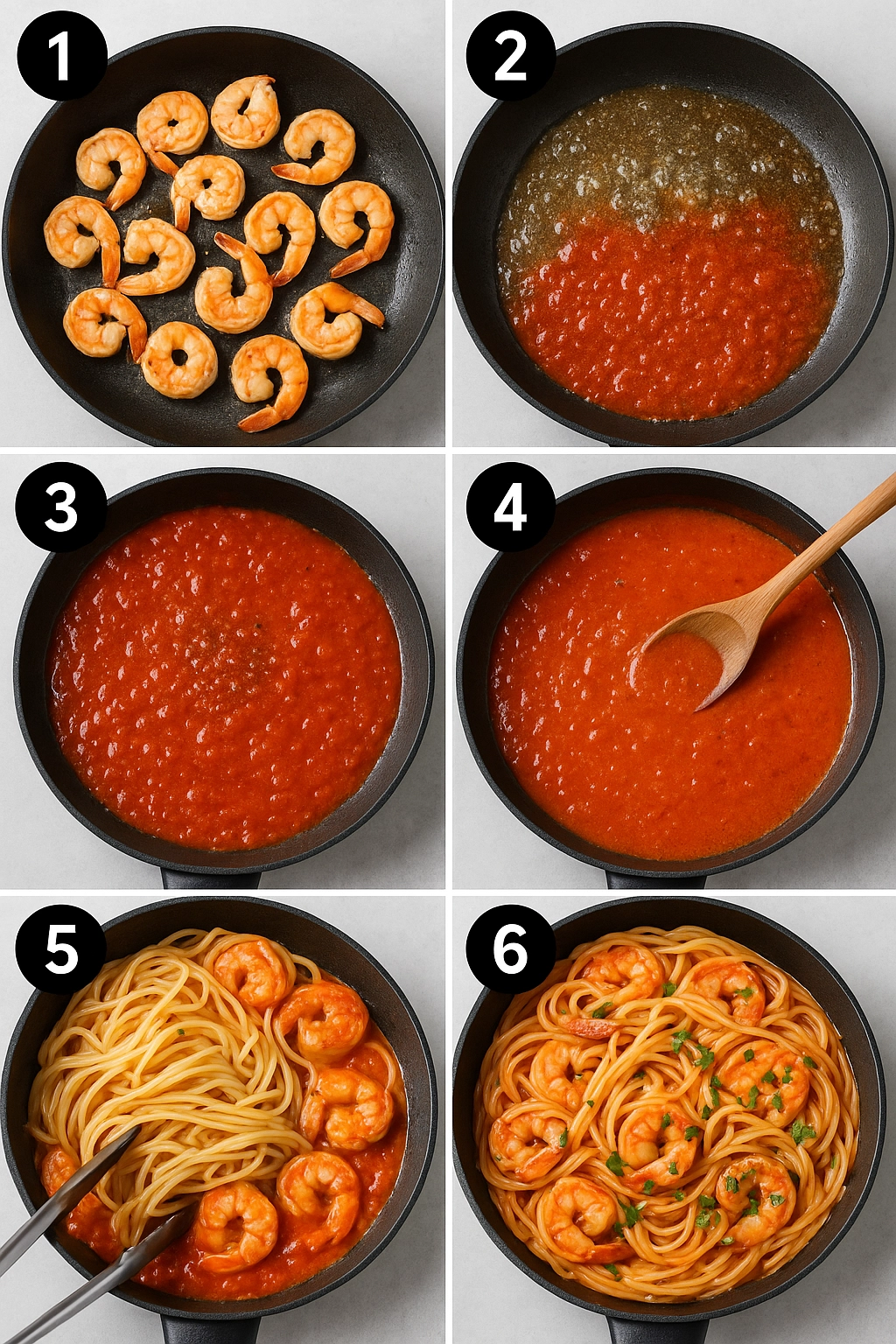 How to Make Shrimp Spaghetti Tomato Sauce Cooking shrimp spaghetti tomato sauce in a skillet