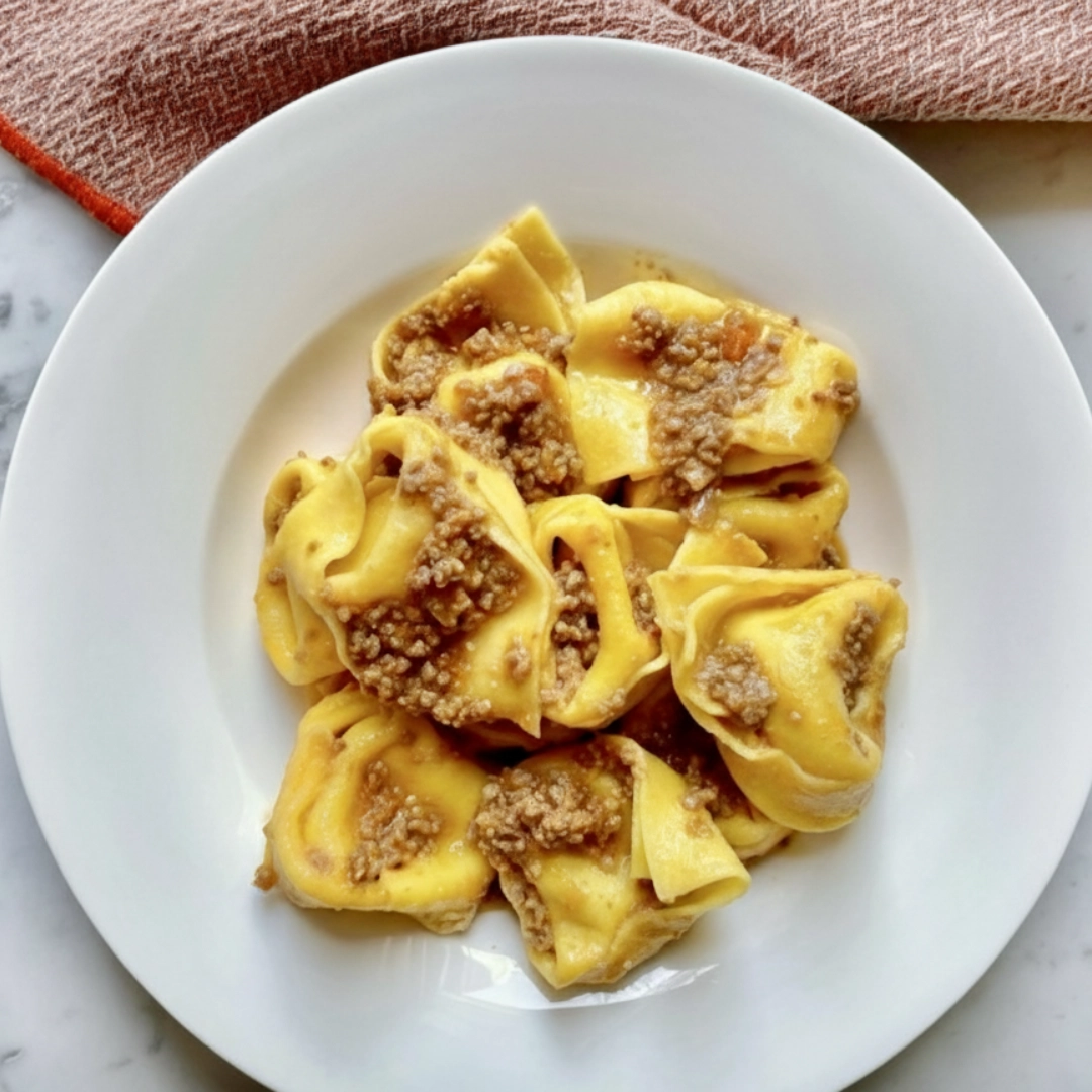 Authentic Pumpkin Cappellacci Pasta with butter and sage sauce
