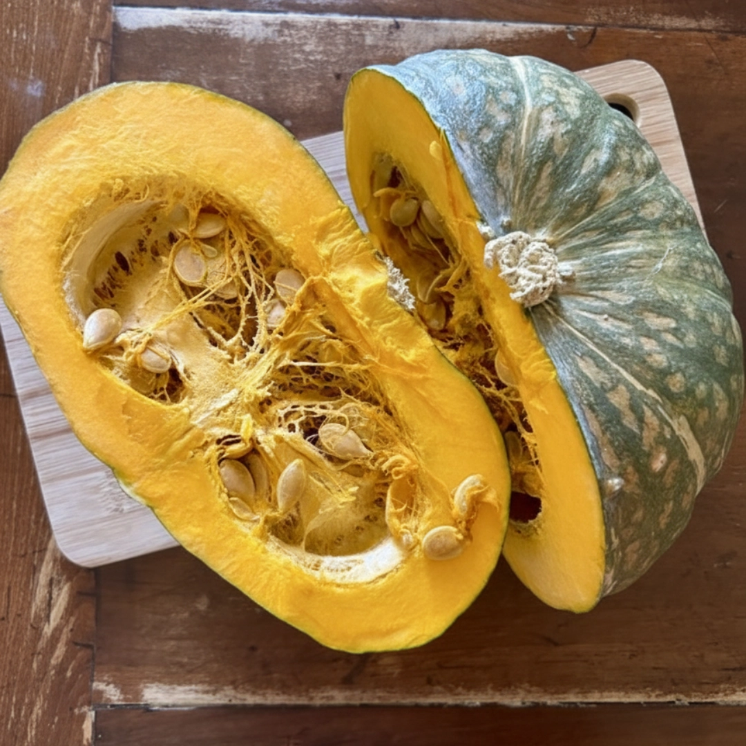 Pumpkin Cappellacci Pasta ingredients on wooden board