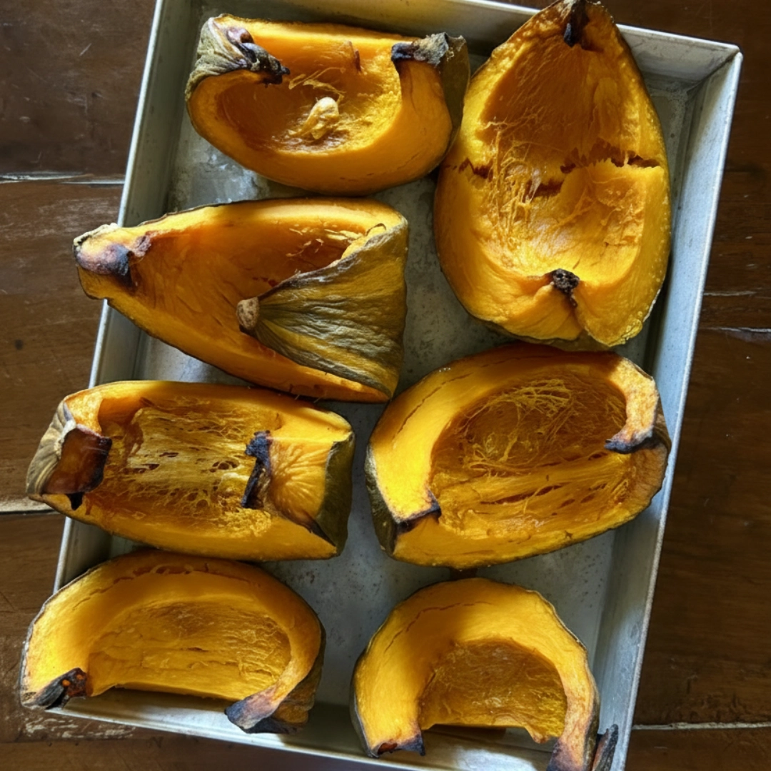 Pumpkin Cappellacci Pasta ingredients on wooden board
