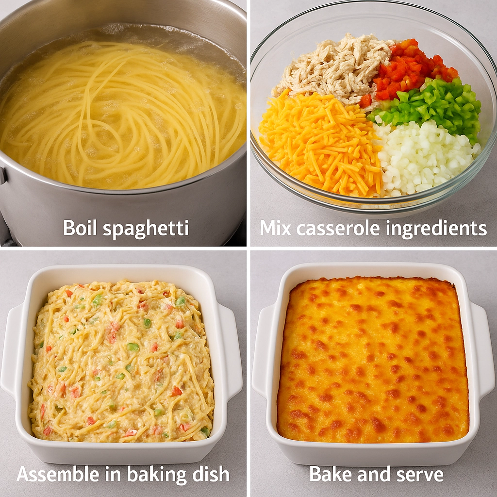 How to Make Chicken Spaghetti Casserole step by step chicken spaghetti casserole preparation
