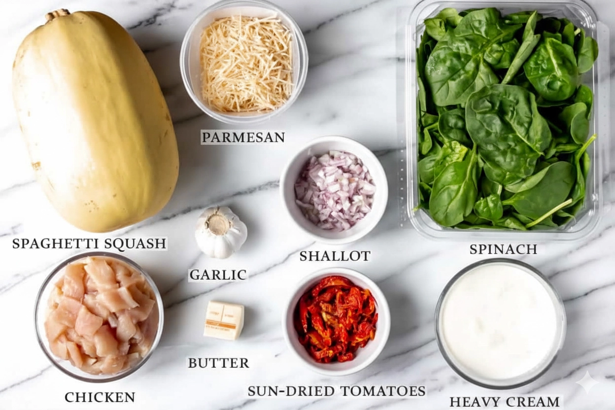 Ingredients for Tuscan Chicken and Spaghetti Squash Tuscan Chicken and Spaghetti Squash recipe ingredients