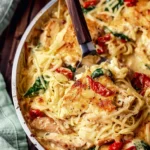 Tuscan Chicken and Spaghetti Squash creamy low-carb dinner