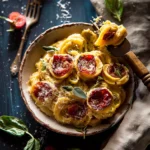 Creamy butternut squash pasta with roasted garlic and sage