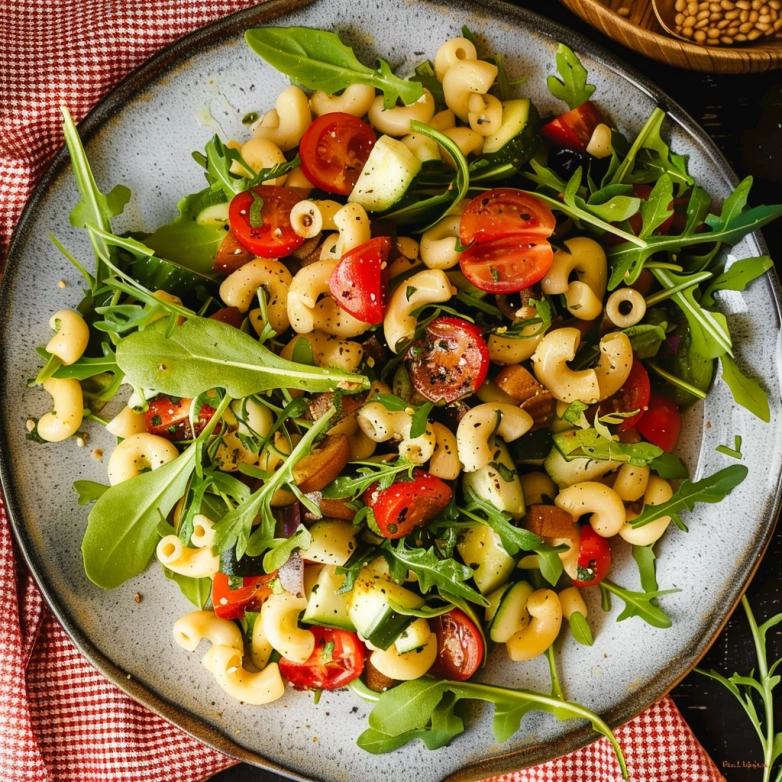 hot-honey-pasta-featured.jpg hot honey pasta in white bowl on summer table