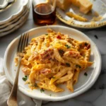 creamy buffalo chicken pasta salad with ranch and spicy sauce