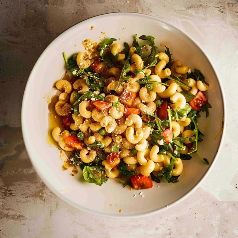 hot honey pasta in white bowl on summer table