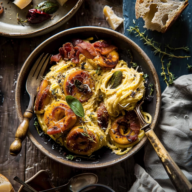 azeddinemassafi_same_food_style_soft_natural_lighting_high_deta_cea7af42-4eab-4adb-8009-8c9bef7bc4d6_result Creamy butternut squash pasta with roasted garlic and sage