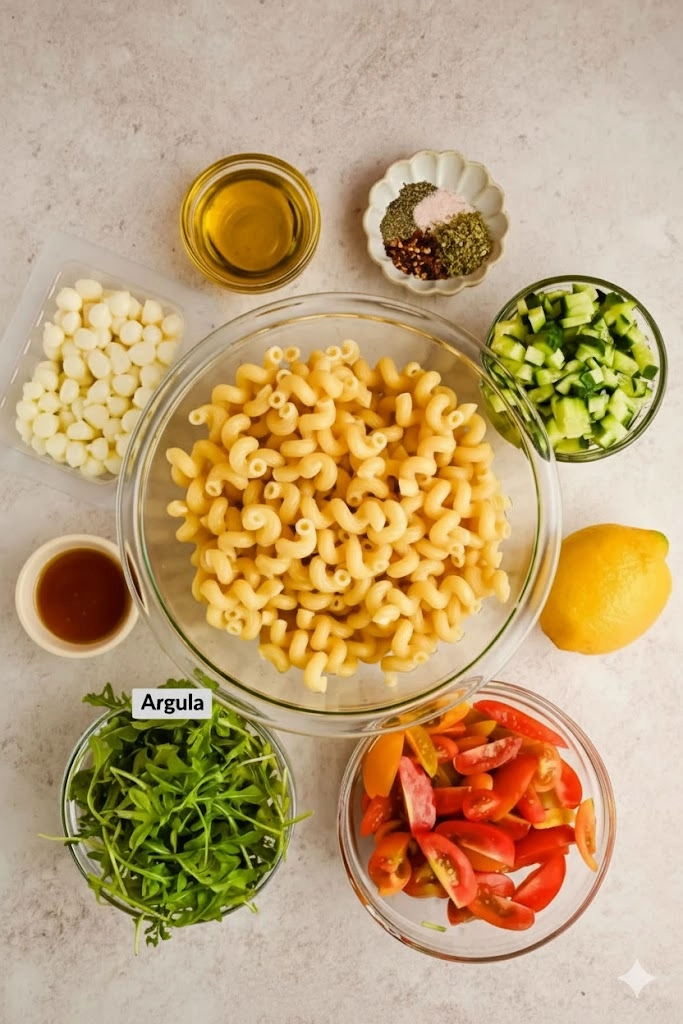 hot-honey-pasta-ingredients.jpg hot honey pasta ingredients displayed in bowls
