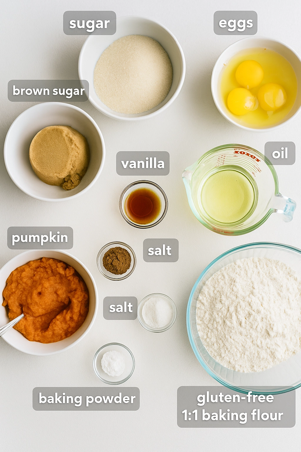 Ingredients for Gluten-Free Pumpkin Donuts on counter Ingredients for Gluten-Free Pumpkin Donuts on counter