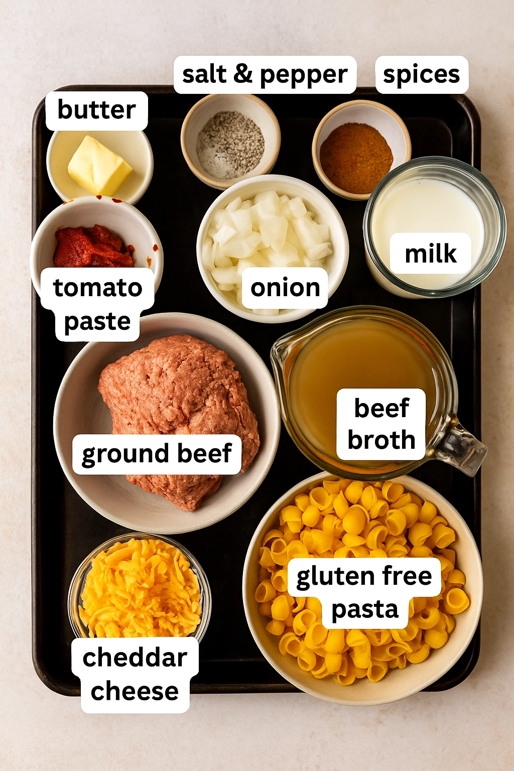Ingredients for Gluten-Free Hamburger Helper Stroganoff Ingredients for Gluten-Free Hamburger Helper Stroganoff