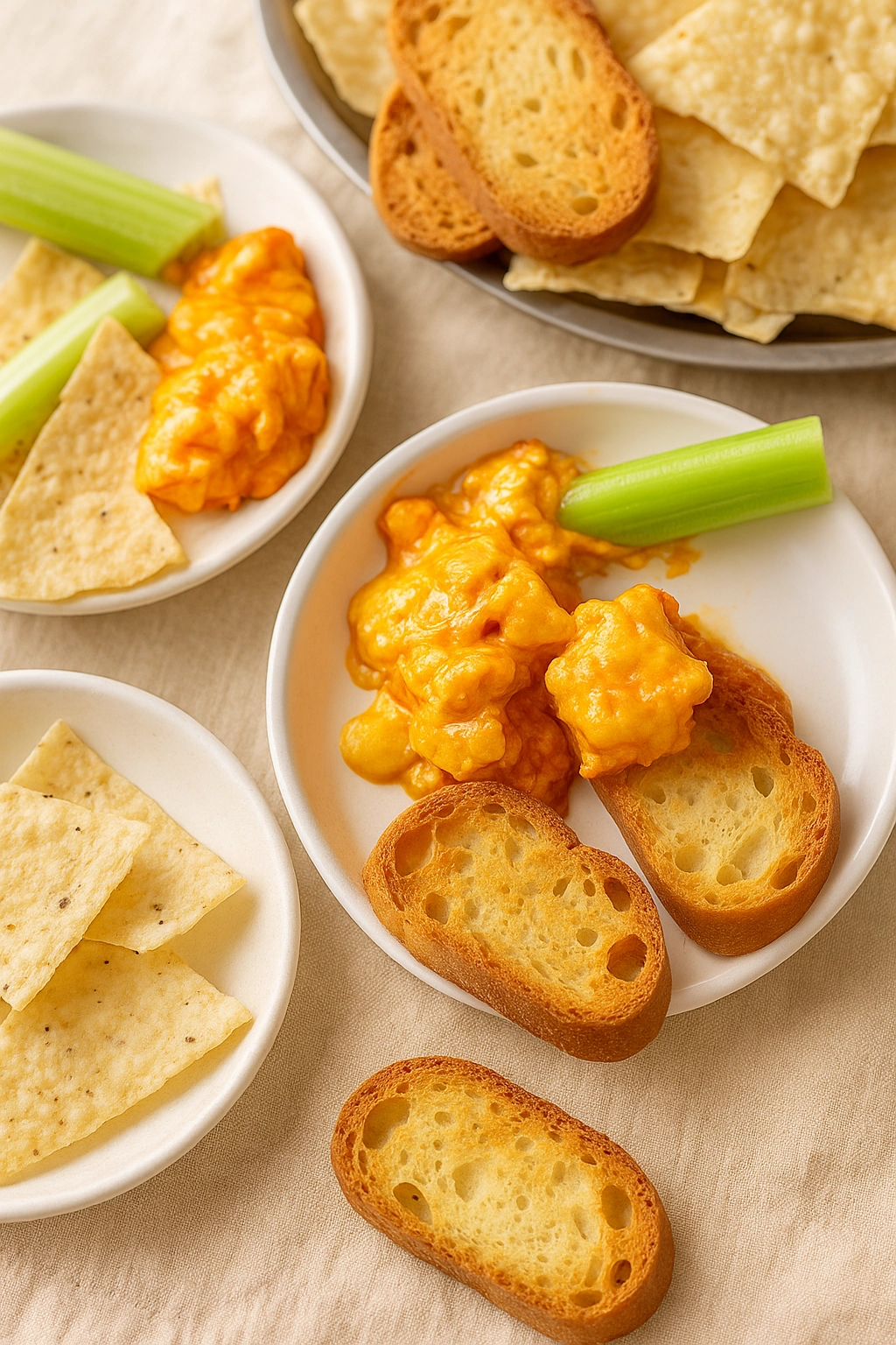 Layering buffalo chicken dip in a baking dish Layering buffalo chicken dip in a baking dish