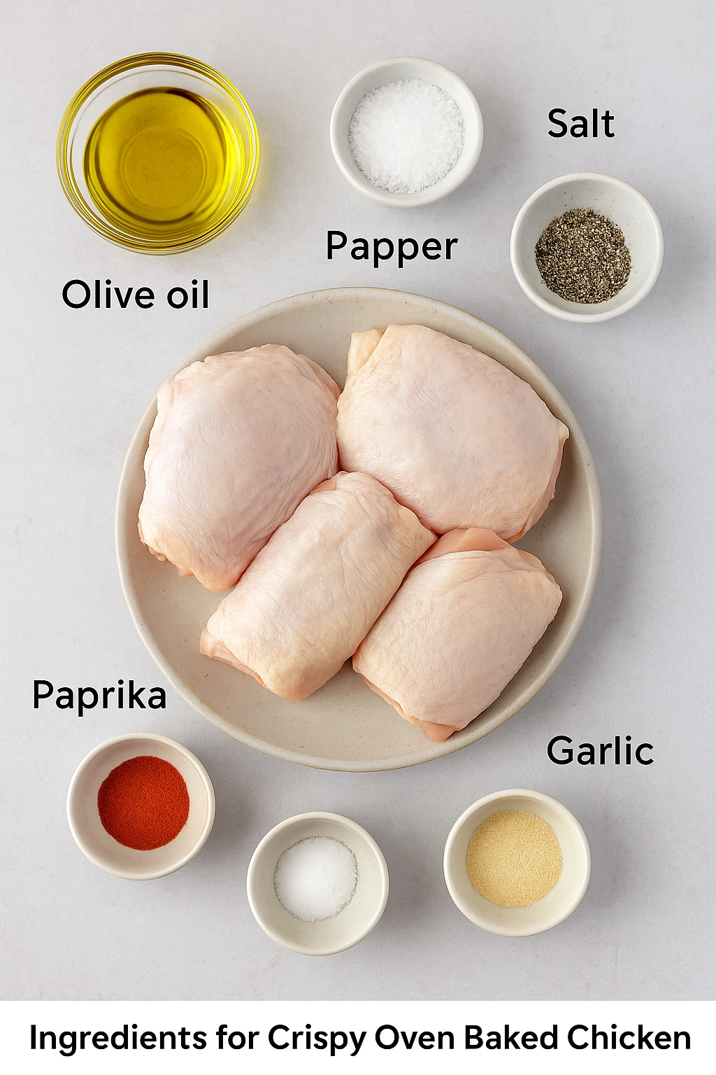 Ingredients for Crispy Oven Baked Chicken on table Ingredients for Crispy Oven Baked Chicken on table