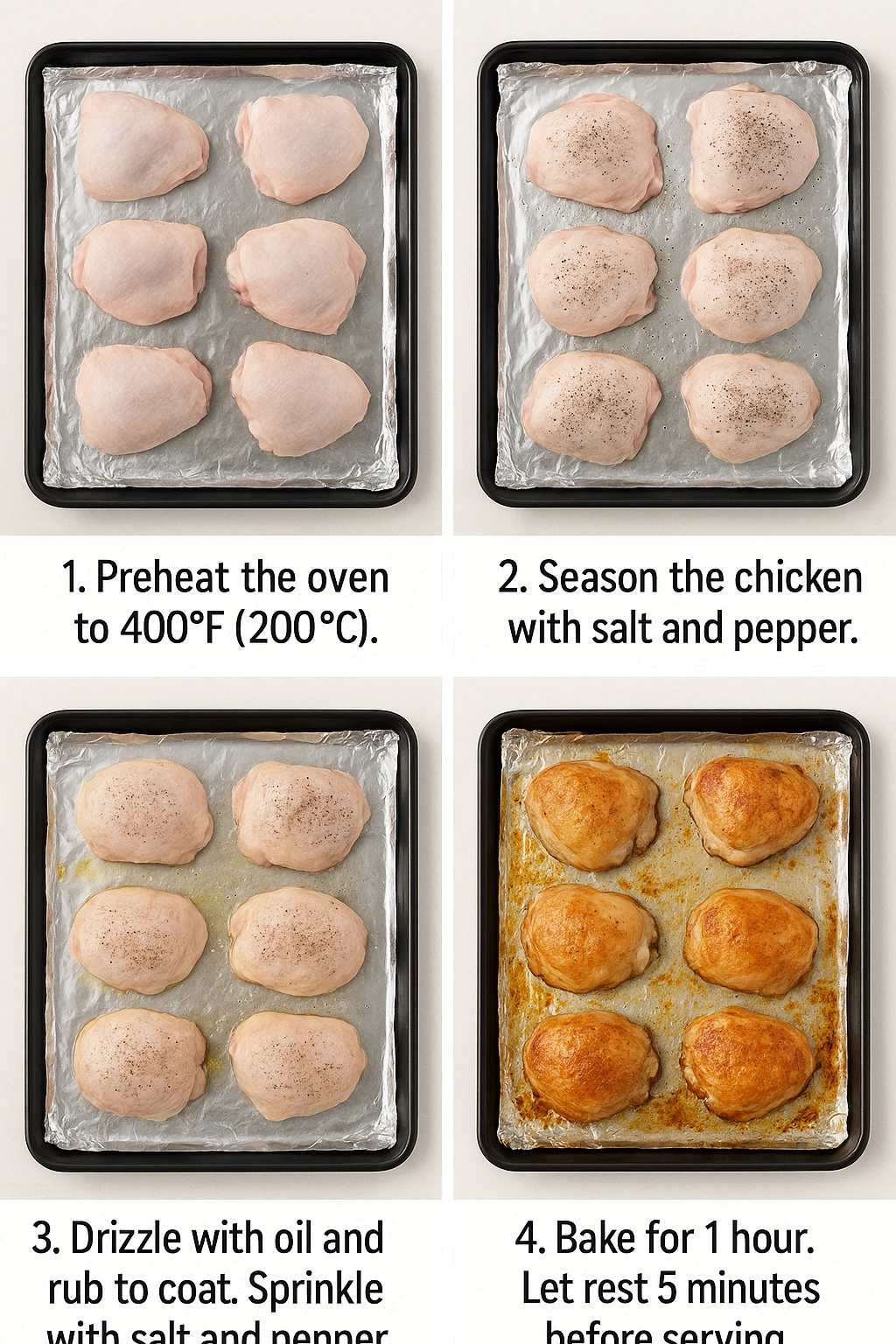 Step-by-step process for Crispy Oven Baked Chicken Step-by-step process for Crispy Oven Baked Chicken