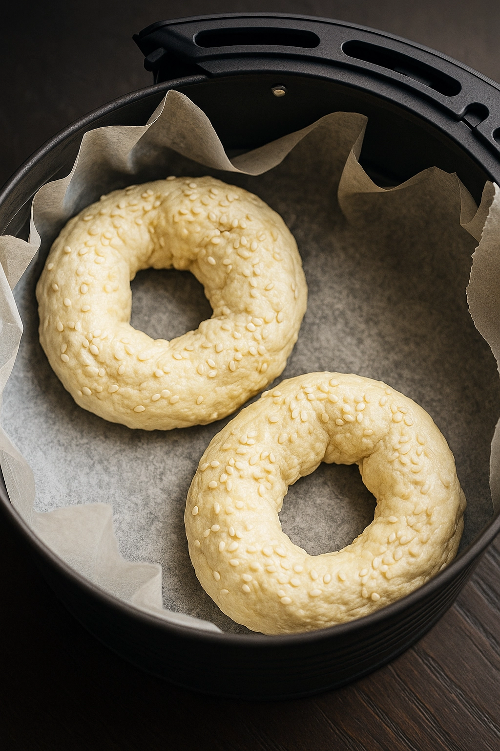 Shaping and air frying homemade Air Fryer Bagels Shaping and air frying homemade Air Fryer Bagels
