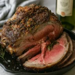 Small prime rib roast oven recipe with golden herb crust