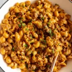Gluten-Free Hamburger Helper Stroganoff in a skillet