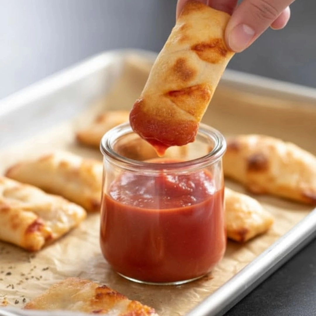 Gluten-Free Pizza Rolls on baking tray, crispy and golden