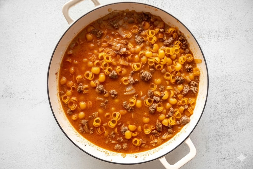 Gluten-Free Hamburger Helper Stroganoff in a skillet Gluten-Free Hamburger Helper Stroganoff in a skillet