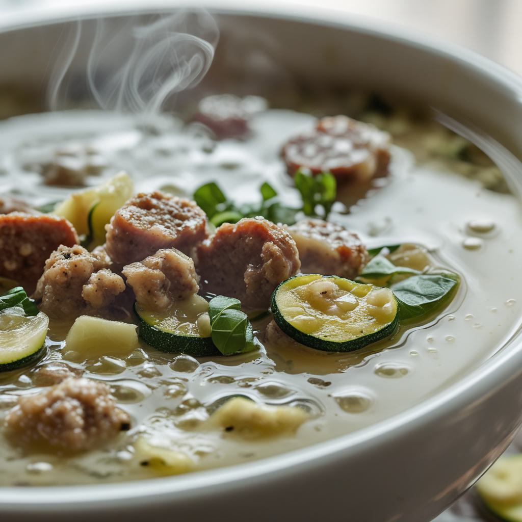 low carb sausage and zucchini soup