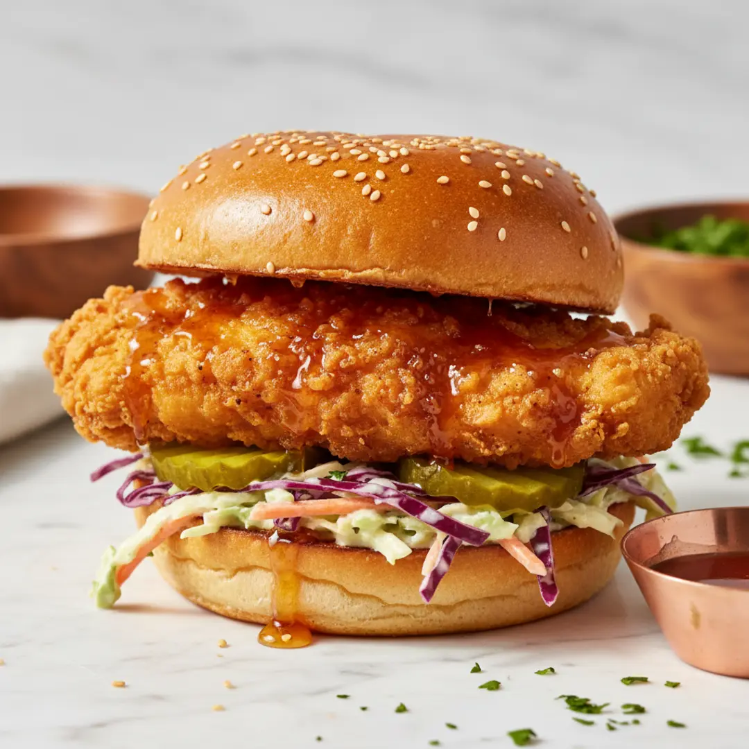 Nashville hot honey chicken sandwich recipe, spicy honey fried chicken sandwich near me, homemade hot honey chicken sandwich